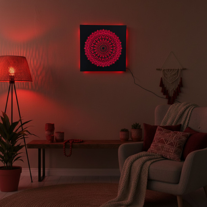 LED fa kép Mandala – háttérvilágítású mandala