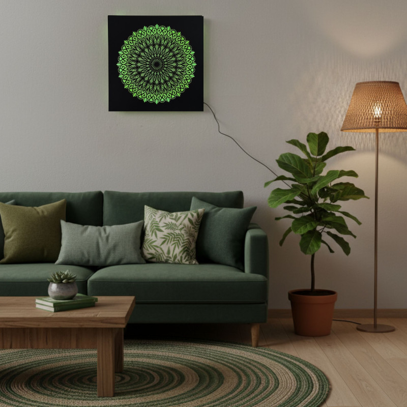 LED fa kép Mandala – háttérvilágítású mandala