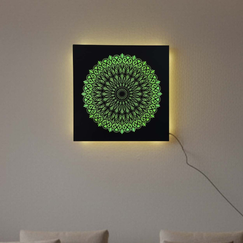 LED-es fa festmény Mandala – háttérvilágítású...