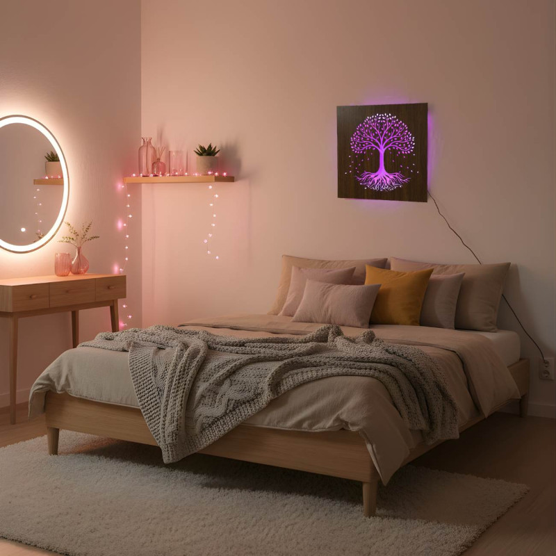 Fa életfa LED világítással és távirányítóval