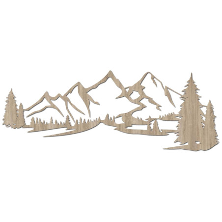 Sonoma tölgyfa dekoráció, Modern fafestmény, Hegyek és erdő a nappali díszítésére