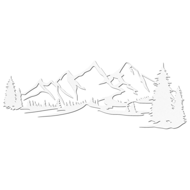 fehér fa dekoráció, modern fafestmény hegyek és erdő a nappali díszítésére