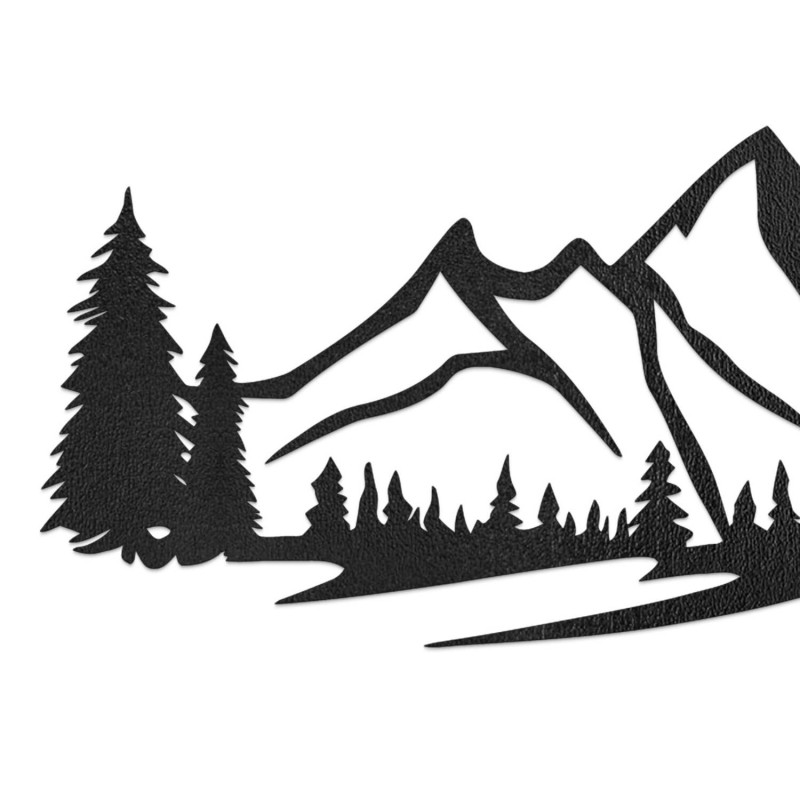 Fekete fa dekoráció, Modern fafestmény Hegyek és erdő a nappali díszítésére