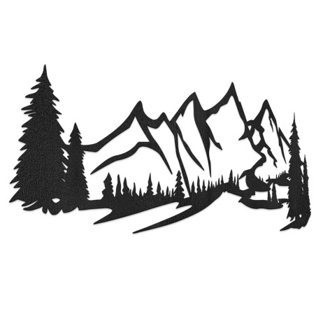 Fekete fa dekoráció, Modern fafestmény Hegyek és erdő a nappali díszítésére