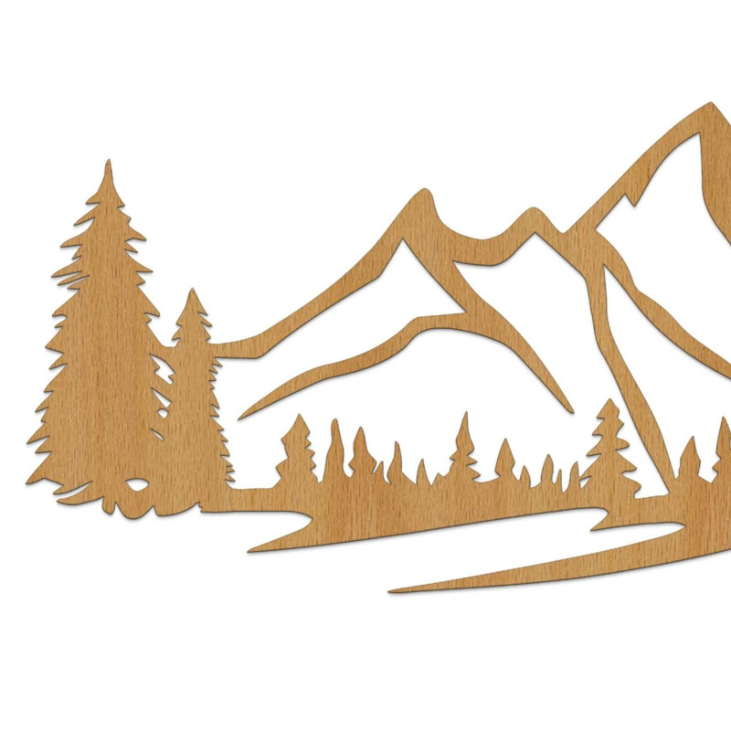 dekorációTölgyfa falpanel, dizájnos fa falpanel hegyi tájjal és erdővel