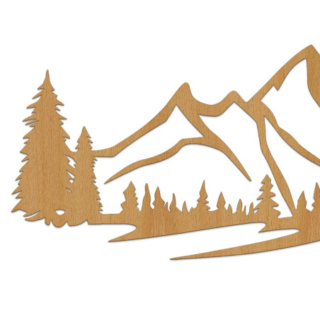 dekorációTölgyfa falpanel, dizájnos fa falpanel hegyi tájjal és erdővel