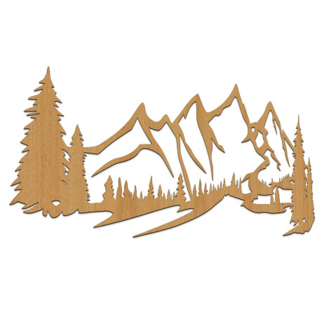 dekorációTölgyfa falpanel, dizájnos fa falpanel hegyi tájjal és erdővel