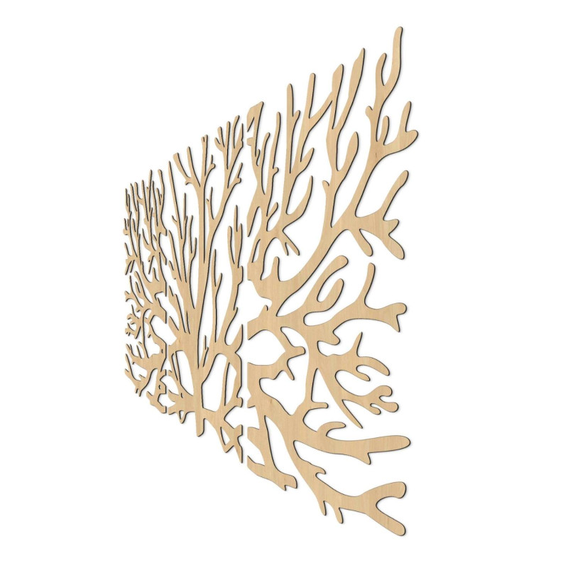 Háromrészes, sötét mintájú, fából készült Életfa festmény egy modern belső tér falán