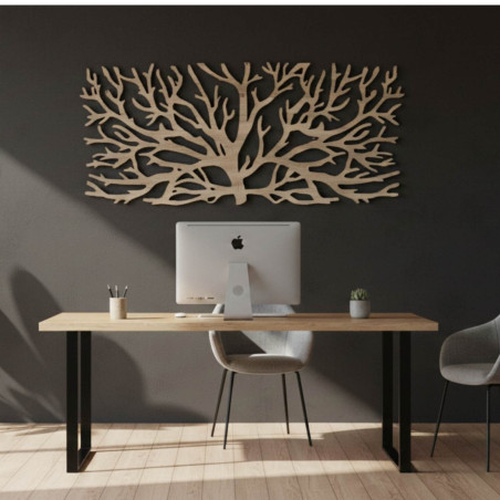 Modern, háromrészes fafestmény fával és életvirág motívummal