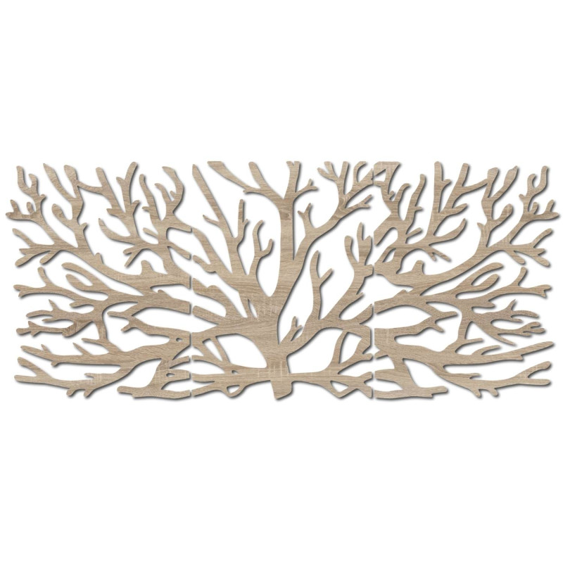 Modern, háromrészes fafestmény fával és életvirág motívummal