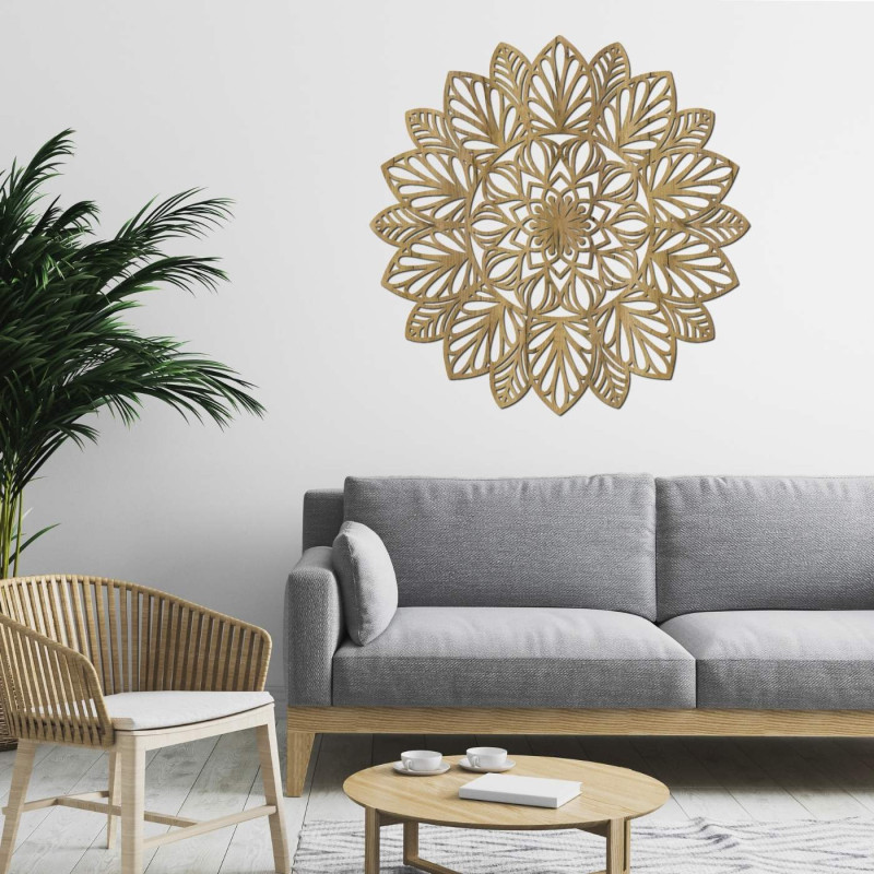 Fából készült mandala a falon - LÓTUSZ