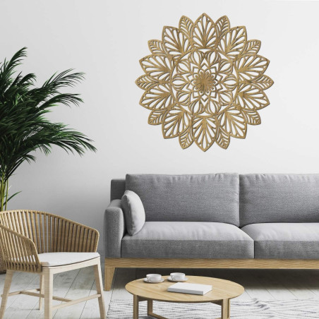 Fából készült mandala a falon - LÓTUSZ