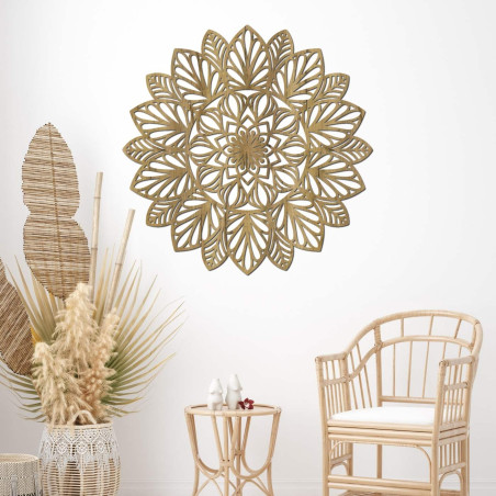 Fából készült mandala a falon - LÓTUSZ