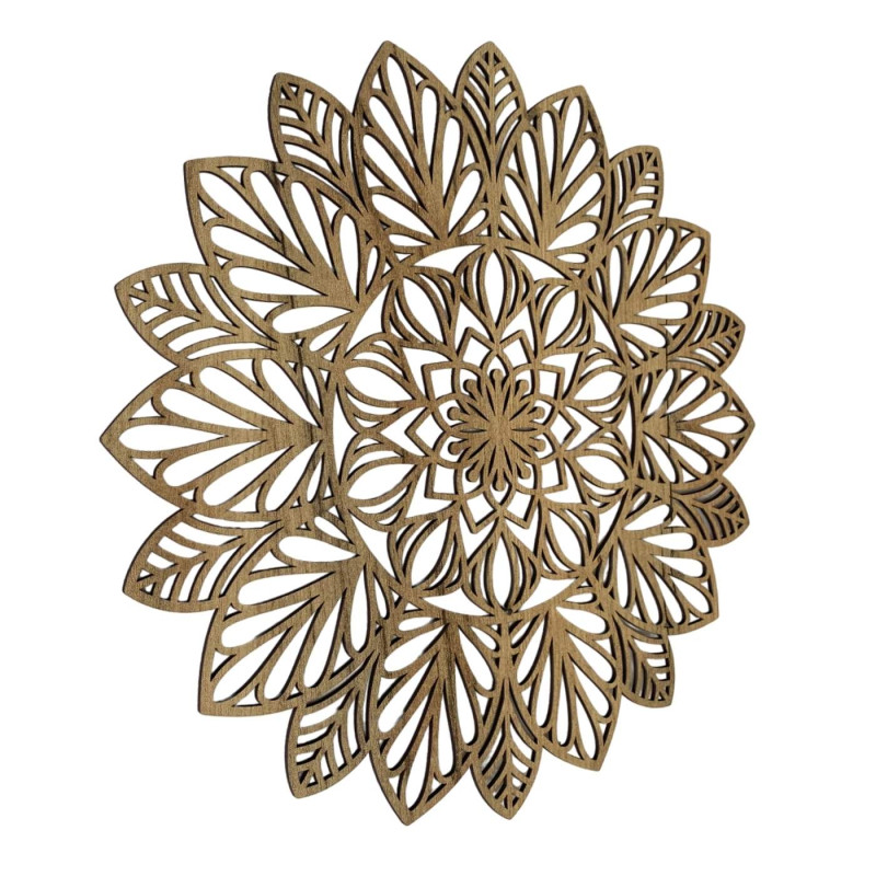 Fából készült mandala festmény - dizájner dekoráció a nappaliba