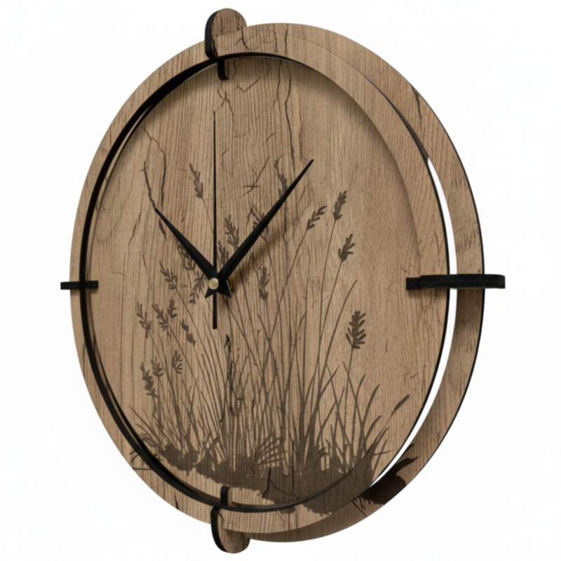 Fűmotívumos faóra | Halifax tölgyfa