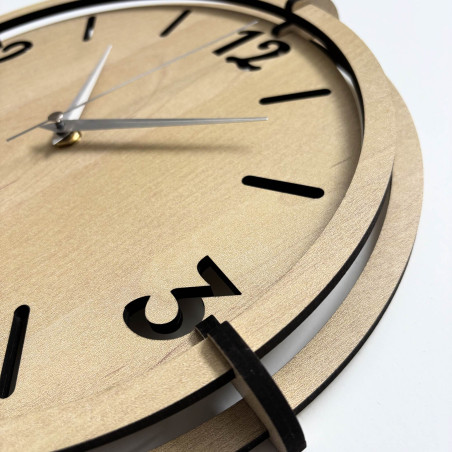 HDF lapból készült, réteges számlappal és minimalista stílussal ellátott dizájner óra nappaliba.