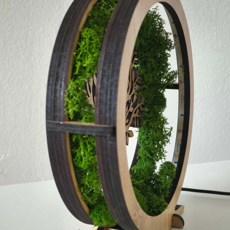 Stílusos asztali lámpa az Életfa és zöld moha szimbólumával.