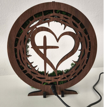 Modern, 3D motívummal és élő mohával díszített lámpa. Szlovákiában kézzel készített, az Ön otthonába.