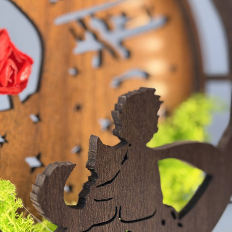 LED dekoráció Kis herceg repülőgéppel | Wenge diófa