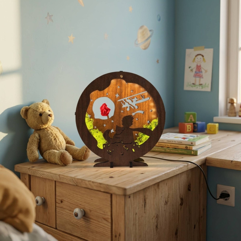 LED dekoráció Kis herceg repülőgéppel | Wenge...