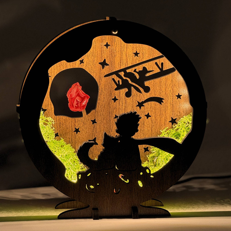 LED dekoráció Kis herceg repülőgéppel | Wenge...