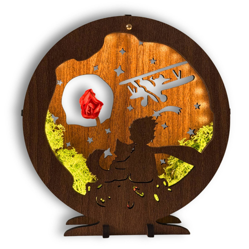 LED dekoráció Kis herceg repülőgéppel | Wenge...