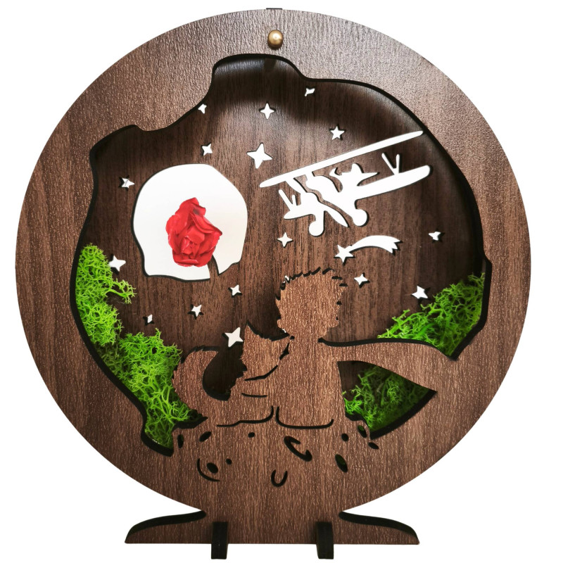 LED dekoráció Kis herceg repülőgéppel | Wenge...