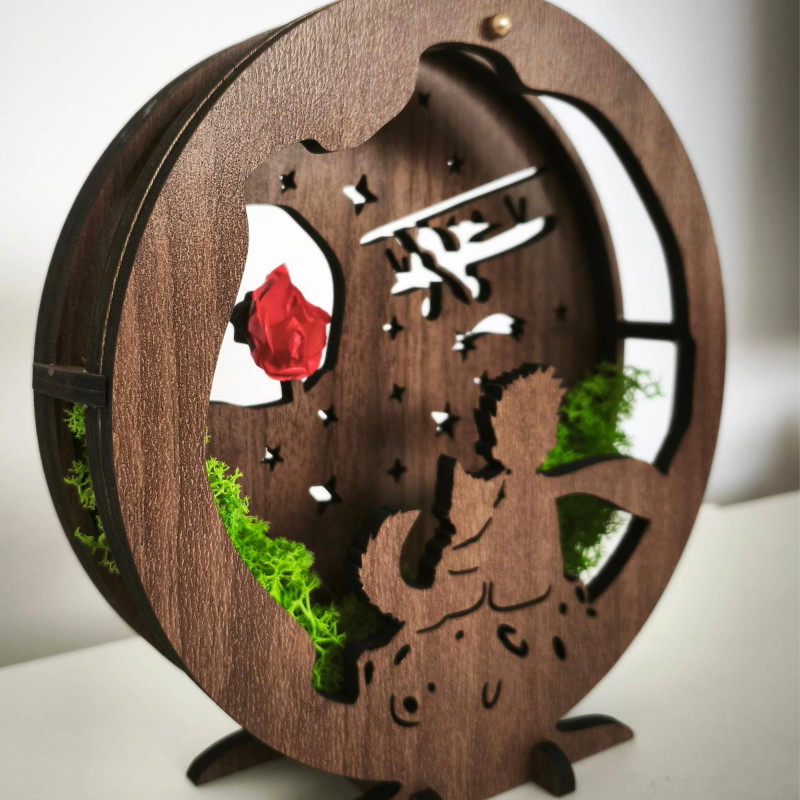 LED dekoráció Kis herceg repülőgéppel | Wenge...