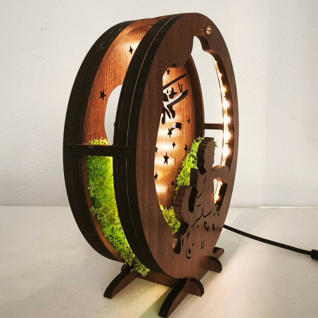 LED dekoráció Kis herceg repülőgéppel | Wenge diófa