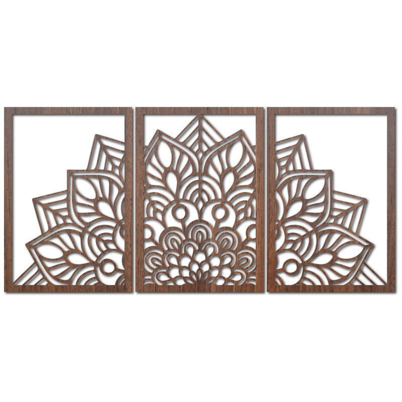 Modern fekete mandala és faóra: Stílusos harmónia otthonába.