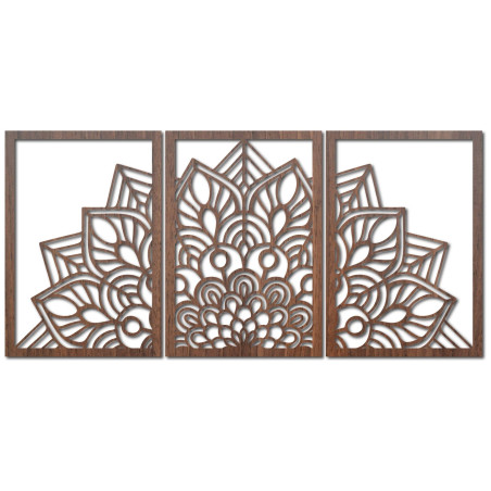 Modern fekete mandala és faóra: Stílusos harmónia otthonába.