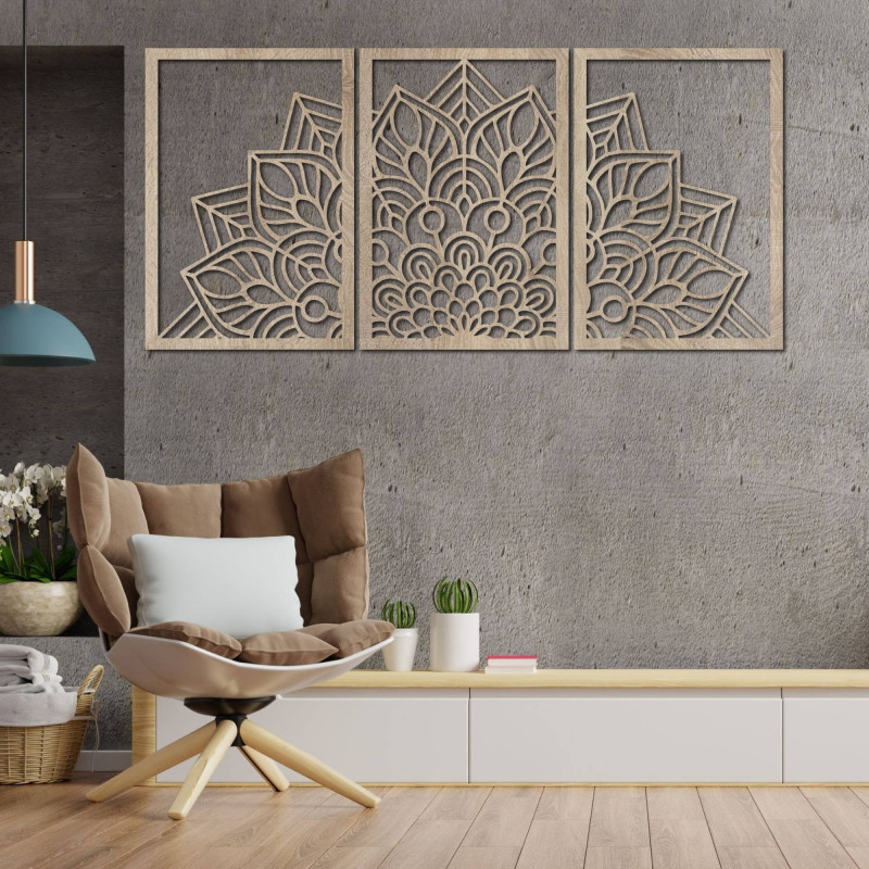 Dobd fel a falaidat egy háromrészes mandalával és egy HDF-ből készült órával. Elegancia minden részletben.