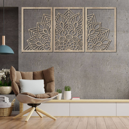 Dobd fel a falaidat egy háromrészes mandalával és egy HDF-ből készült órával. Elegancia minden részletben.