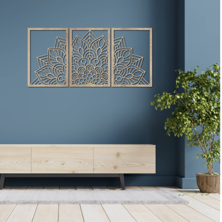 Dobd fel a falaidat egy háromrészes mandalával és egy HDF-ből készült órával. Elegancia minden részletben.