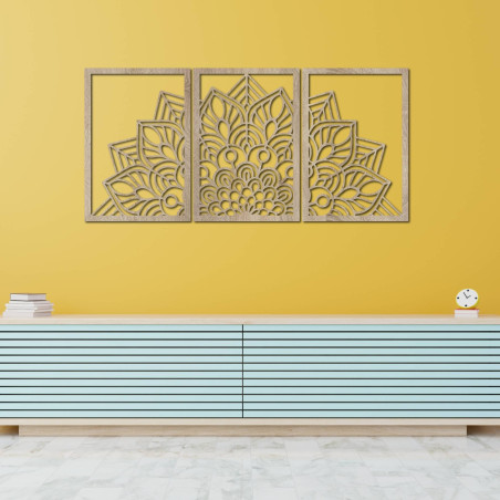 Dobd fel a falaidat egy háromrészes mandalával és egy HDF-ből készült órával. Elegancia minden részletben.