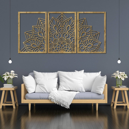 Harmonikus fekete mandala és faóra. Tökéletes kiegészítője lehet bármely szobának.