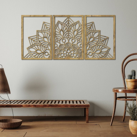 Harmonikus fekete mandala és faóra. Tökéletes kiegészítője lehet bármely szobának.