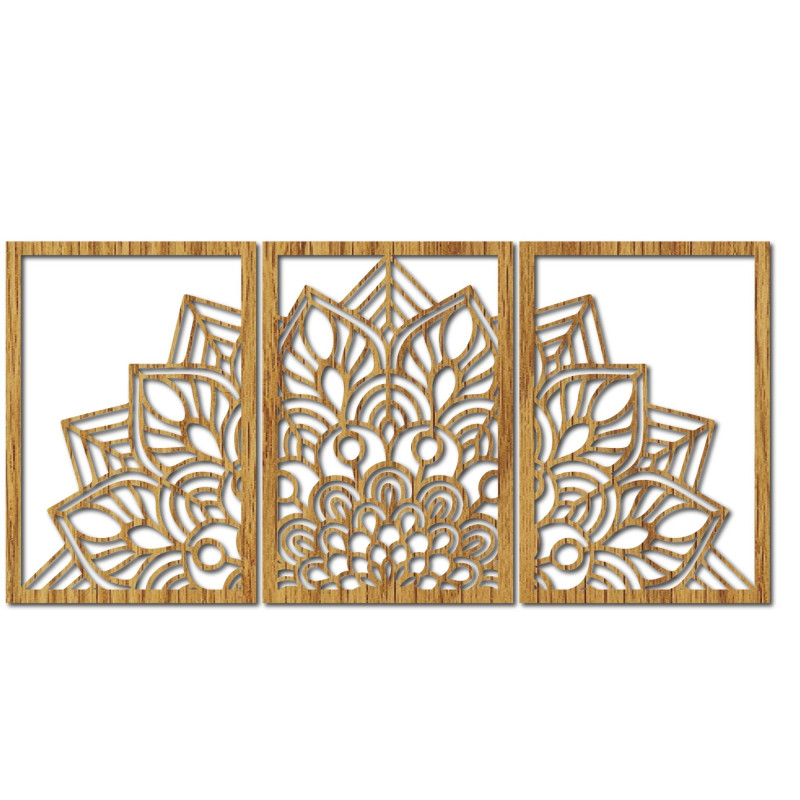 Harmonikus fekete mandala és faóra. Tökéletes kiegészítője lehet bármely szobának.