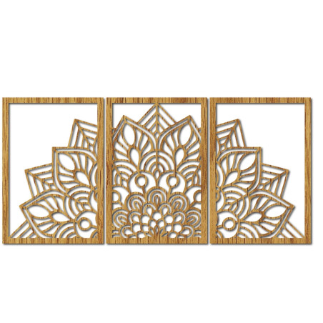 Harmonikus fekete mandala és faóra. Tökéletes kiegészítője lehet bármely szobának.