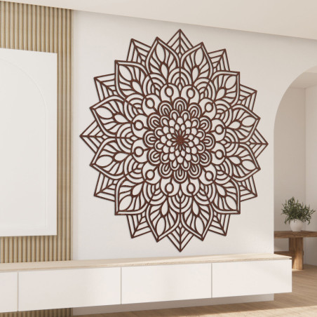 Fából készült mandala, mint elegáns lakberendezési kiegészítő