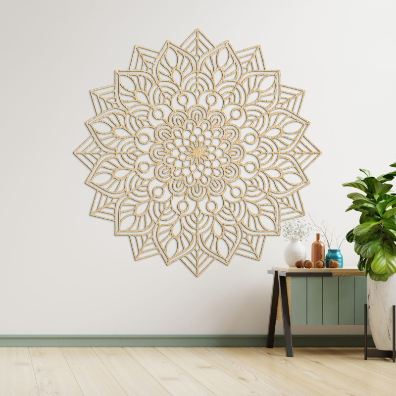 Fából készült mandala, mint elegáns lakberendezési kiegészítő