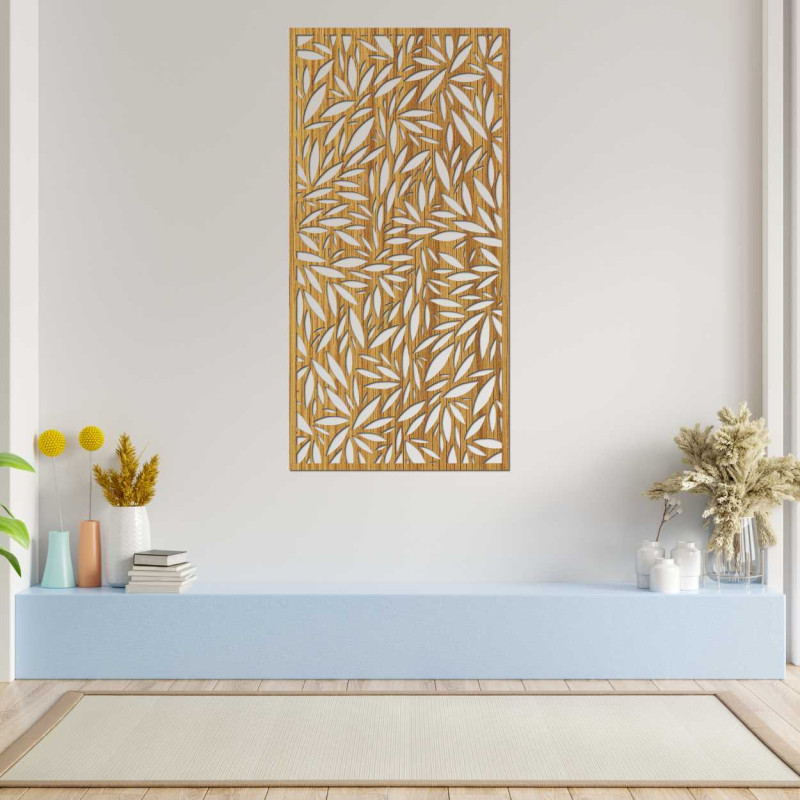 A levelek természetes szépsége egy fából készült festményen megörökítve