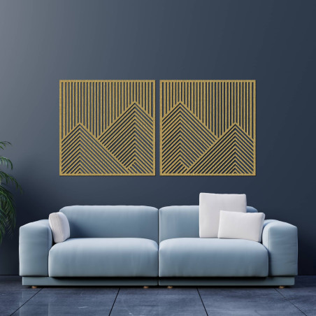 Kétrészes faldekoráció hegyi motívummal, modern stílusban