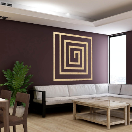 A dekoráció első pillantásra lenyűgözi a geometrikus ritmusát, amely modern és időtlen megjelenést kölcsönöz a térnek.