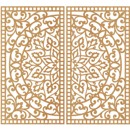 Szimmetrikus fali dekoráció két festményből, díszes keleti mandala motívummal