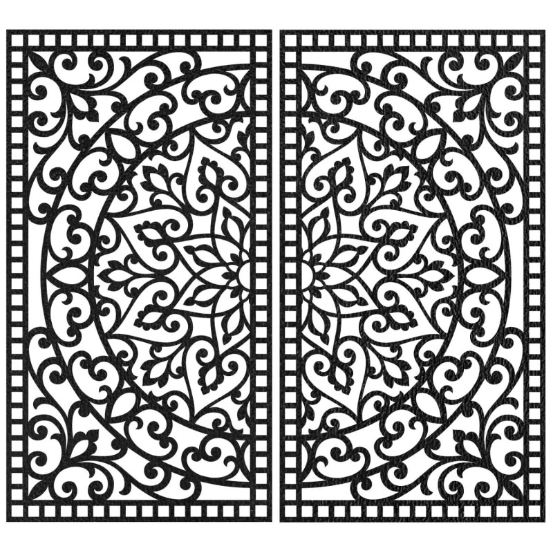 Luxus 3D-s diptichon faragott mandala mintával egy dizájner fiókos szekrény felett egy lakásban