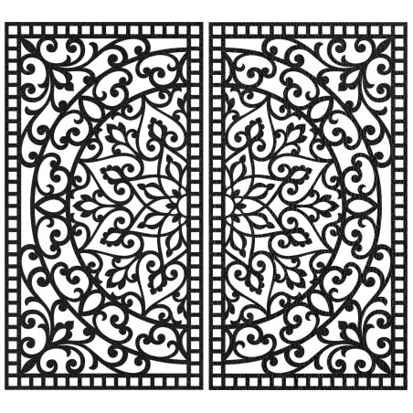 Luxus 3D-s diptichon faragott mandala mintával egy dizájner fiókos szekrény felett egy lakásban