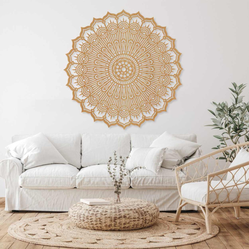 Luxus 3D-s mandala fából, lézerrel vágva. Modern fali dísz bohém stílusban, belső térbe.