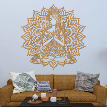 3D-s fa jóga mandala festmény - stílusos faldekoráció a nappaliba.