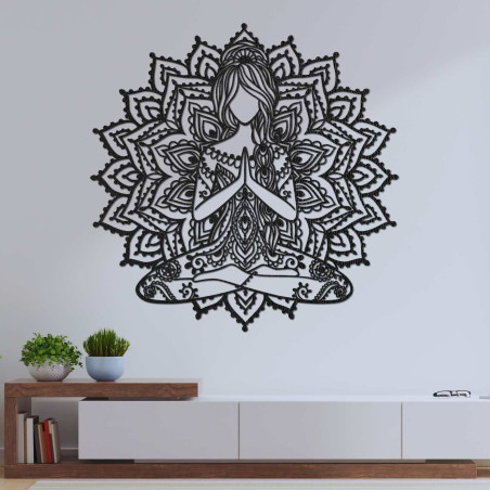 3D-s fa jóga mandala festmény - stílusos faldekoráció a nappaliba.